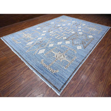 Load image into Gallery viewer, 10&#39;x13&#39;9&quot; Air Force Blue, Hand Knotted With Berber Influence, Peshawar, Denser Weave, Vegetable Dyes, Snowflake Geometric Design, Oriental Rug FWR532506