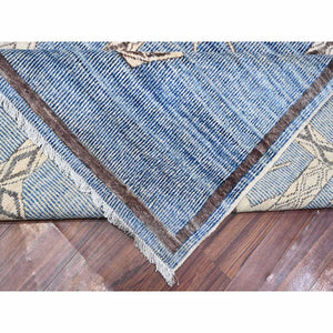 10'x13'9" Air Force Blue, Hand Knotted With Berber Influence, Peshawar, Denser Weave, Vegetable Dyes, Snowflake Geometric Design, Oriental Rug FWR532506