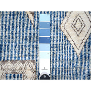 10'x13'9" Air Force Blue, Hand Knotted With Berber Influence, Peshawar, Denser Weave, Vegetable Dyes, Snowflake Geometric Design, Oriental Rug FWR532506