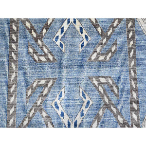10'x13'9" Air Force Blue, Hand Knotted With Berber Influence, Peshawar, Denser Weave, Vegetable Dyes, Snowflake Geometric Design, Oriental Rug FWR532506