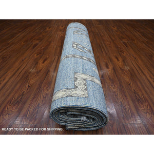 10'x13'9" Air Force Blue, Hand Knotted With Berber Influence, Peshawar, Denser Weave, Vegetable Dyes, Snowflake Geometric Design, Oriental Rug FWR532506