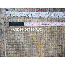 Load image into Gallery viewer, 4&#39;x16&#39; Light Gray, Vegetable Dyes, Pure Wool, Hand Knotted, Afghan Peshawar Borderless Birds Of Paradise Design, Wide Runner Oriental Rug FWR532530