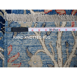 5'x6'10" Lake Blue, Hand Knotted Afghan Peshawar Tree of Life With Birds of Paradise Design, Abrash, All Wool, Vegetable Dyes, Oriental Rug FWR532590