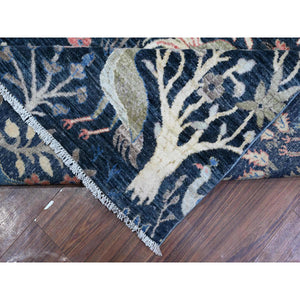 10'x13'7" Yankees Blue, Afghan Peshawar With Birds Of Paradise Design, Abrash, Vegetable Dyes, Pure Wool, Hand Knotted, Oriental Rug FWR532602