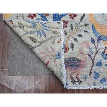 Load image into Gallery viewer, 8&#39;x8&#39; Heavenly Gray, Borderless Hand Knotted Afghan Peshawar 100% Wool Birds Of Paradise, Vegetable Dyes, Square Oriental Rug FWR532614