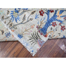 Load image into Gallery viewer, 8&#39;x8&#39; Heavenly Gray, Borderless Hand Knotted Afghan Peshawar 100% Wool Birds Of Paradise, Vegetable Dyes, Square Oriental Rug FWR532614
