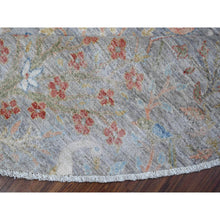 Load image into Gallery viewer, 10&#39;x10&#39; Krypton Gray, Hand Knotted Natural Dyes, 100% Wool, Afghan Peshawar with Birds of Paradise, Round Oriental Rug FWR532626