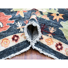 Load image into Gallery viewer, 11&#39;10&quot;x14&#39;5&quot; Charcoal Black, Wool Weft, Vegetable Dyes With Colorful And Vibrant Tribal Medallions All Over, Hand Knotted, XL Afghan Angora Oushak, Oriental Rug FWR532644
