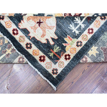 Load image into Gallery viewer, 11&#39;10&quot;x14&#39;5&quot; Charcoal Black, Wool Weft, Vegetable Dyes With Colorful And Vibrant Tribal Medallions All Over, Hand Knotted, XL Afghan Angora Oushak, Oriental Rug FWR532644