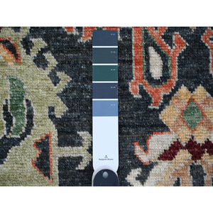 11'10"x14'5" Charcoal Black, Wool Weft, Vegetable Dyes With Colorful And Vibrant Tribal Medallions All Over, Hand Knotted, XL Afghan Angora Oushak, Oriental Rug FWR532644