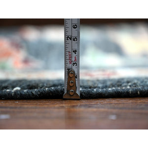 11'10"x14'5" Charcoal Black, Wool Weft, Vegetable Dyes With Colorful And Vibrant Tribal Medallions All Over, Hand Knotted, XL Afghan Angora Oushak, Oriental Rug FWR532644