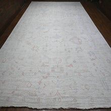 Load image into Gallery viewer, 12&#39;2&quot;x18&#39; Silver Sand Gray, Hand Knotted, Vegetable Dyes, Afghan Angora Oushak, Wool Weft, Rural Flower And Leaf Design All Over, Oversized Oriental Rug FWR532662