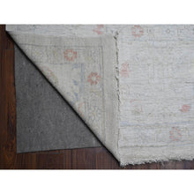 Load image into Gallery viewer, 12&#39;2&quot;x18&#39; Silver Sand Gray, Hand Knotted, Vegetable Dyes, Afghan Angora Oushak, Wool Weft, Rural Flower And Leaf Design All Over, Oversized Oriental Rug FWR532662
