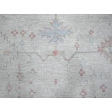 Load image into Gallery viewer, 12&#39;2&quot;x18&#39; Silver Sand Gray, Hand Knotted, Vegetable Dyes, Afghan Angora Oushak, Wool Weft, Rural Flower And Leaf Design All Over, Oversized Oriental Rug FWR532662