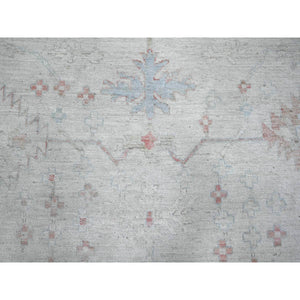 12'2"x18' Silver Sand Gray, Hand Knotted, Vegetable Dyes, Afghan Angora Oushak, Wool Weft, Rural Flower And Leaf Design All Over, Oversized Oriental Rug FWR532662