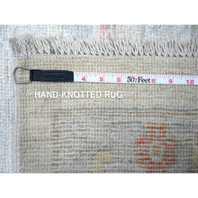 Load image into Gallery viewer, 12&#39;2&quot;x18&#39; Silver Sand Gray, Hand Knotted, Vegetable Dyes, Afghan Angora Oushak, Wool Weft, Rural Flower And Leaf Design All Over, Oversized Oriental Rug FWR532662