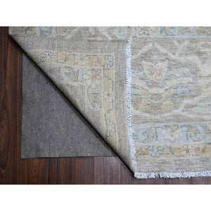 14'x17' Cloud Gray, Dense Weave, Pure Wool, White Wash, Fine Peshawar With Mahal All Over Design, Oversized Oriental Rug FWR532710
