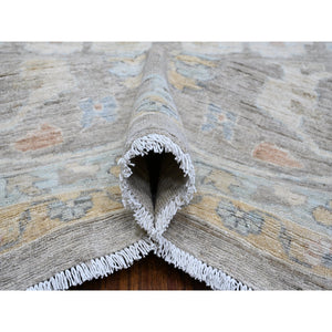 14'x17' Cloud Gray, Dense Weave, Pure Wool, White Wash, Fine Peshawar With Mahal All Over Design, Oversized Oriental Rug FWR532710