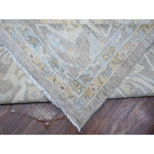 14'x17' Cloud Gray, Dense Weave, Pure Wool, White Wash, Fine Peshawar With Mahal All Over Design, Oversized Oriental Rug FWR532710