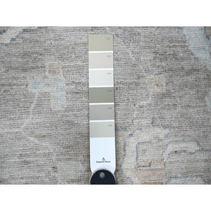 14'x17' Cloud Gray, Dense Weave, Pure Wool, White Wash, Fine Peshawar With Mahal All Over Design, Oversized Oriental Rug FWR532710