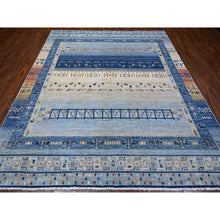 Load image into Gallery viewer, 8&#39;3&quot;x9&#39;6&quot; Steel Blue, Fine Kashkuli Gabbeh, Hand Knotted, All Natural Wool, Vegetable Dyes With Small Animals And Human Figurines, Oriental Rug FWR532734
