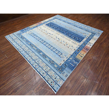 Load image into Gallery viewer, 8&#39;3&quot;x9&#39;6&quot; Steel Blue, Fine Kashkuli Gabbeh, Hand Knotted, All Natural Wool, Vegetable Dyes With Small Animals And Human Figurines, Oriental Rug FWR532734