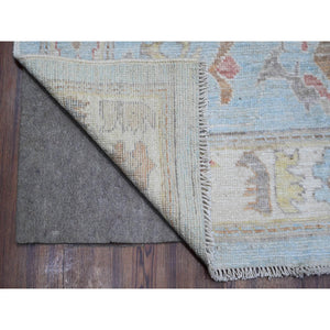 9'x12'6" Quilt Blue, Village Medallions All Over Design, Natural Dyes With Wool Foundation, Afghan, Hand Knotted, Angora Oushak, Oriental Rug FWR532764