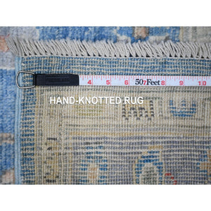 5'9"x8'7" Imperial Blue, Overdyed Kazak with Geometric Medallions Design, Pure Wool, Hand Knotted, Oriental Rug FWR121686