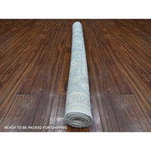 Load image into Gallery viewer, 6&#39;1&quot;x9&#39;4&quot; Cadet Gray, Wool Weft With Hand Knotted, Rural Elements All Over Design, Afghan Angora Oushak, Oriental Rug FWR532800