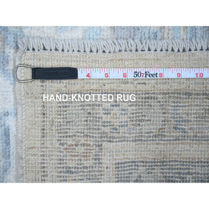6'1"x9'4" Cadet Gray, Wool Weft With Hand Knotted, Rural Elements All Over Design, Afghan Angora Oushak, Oriental Rug FWR532800