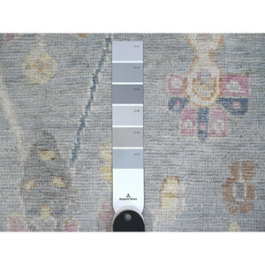 6'4"x9'2" Carolina Blue, Hand Knotted Wool Weft, Afghan Angora Oushak, Vegetable Dyes With Tribal Elements All Over Design, Oriental Rug FWR532818