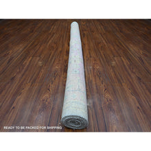 Load image into Gallery viewer, 6&#39;4&quot;x9&#39;2&quot; Carolina Blue, Hand Knotted Wool Weft, Afghan Angora Oushak, Vegetable Dyes With Tribal Elements All Over Design, Oriental Rug FWR532818
