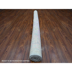 6'4"x9'2" Carolina Blue, Hand Knotted Wool Weft, Afghan Angora Oushak, Vegetable Dyes With Tribal Elements All Over Design, Oriental Rug FWR532818