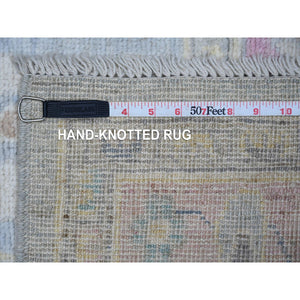 6'4"x9'2" Carolina Blue, Hand Knotted Wool Weft, Afghan Angora Oushak, Vegetable Dyes With Tribal Elements All Over Design, Oriental Rug FWR532818