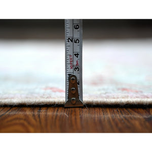 2'10"x11'6" Dust Storm Pink, Soft Wool Foundation, Natural Dyes, Hand Knotted, Village Elements All Over Design, Angora Oushak, Runner Oriental Rug FWR532926