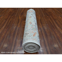 Load image into Gallery viewer, 3&#39;x16&#39;4&quot; Baby Blue, Soft Pile, Hand Knotted, Wool Weft, Natural Dyes, Tribal Flower And Leaf Design, Afghan Angora Oushak, Xl Runner Oriental Rug FWR532944