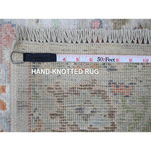 Load image into Gallery viewer, 3&#39;x16&#39;4&quot; Baby Blue, Soft Pile, Hand Knotted, Wool Weft, Natural Dyes, Tribal Flower And Leaf Design, Afghan Angora Oushak, Xl Runner Oriental Rug FWR532944