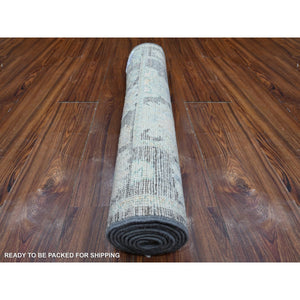 2'8"x7'9" Scorpion Gray, Hand Knotted With Extra Soft Wool Foundation, Tribal Medallions All Over Design, Natural Dyes, Afghan Angora Oushak, Runner Oriental Rug FWR532992