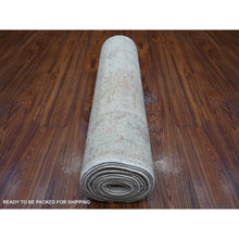 Load image into Gallery viewer, 2&#39;8&quot;x15&#39;4&quot; Silver Gray, Vegetable Dyes With Village Flower Design, Hand Knotted, Wool Weft, Afghan Angora Oushak, Xl Runner Oriental Rug FWR533004