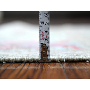 2'9"x11'10" Sage Green, Hand Knotted, Natural Dyes, Willow And Cypress Tree Design, Wool Weft, Afghan Angora Oushak, Runner Oriental Rug FWR533010