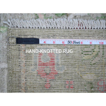 Load image into Gallery viewer, 2&#39;9&quot;x11&#39;10&quot; Sage Green, Hand Knotted, Natural Dyes, Willow And Cypress Tree Design, Wool Weft, Afghan Angora Oushak, Runner Oriental Rug FWR533010