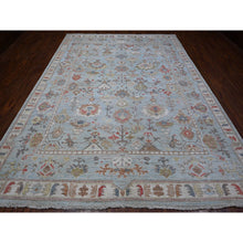 Load image into Gallery viewer, 8&#39;10&quot;x12&#39; Iceberg Blue, Colorful Tribal Elements All Over, Wool Foundation, Hand Knotted, Vegetable Dyes, Afghan Angora Oushak, Oriental Rug FWR533022