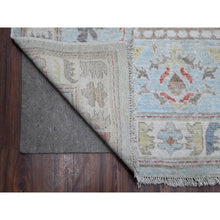 Load image into Gallery viewer, 8&#39;10&quot;x12&#39; Iceberg Blue, Colorful Tribal Elements All Over, Wool Foundation, Hand Knotted, Vegetable Dyes, Afghan Angora Oushak, Oriental Rug FWR533022