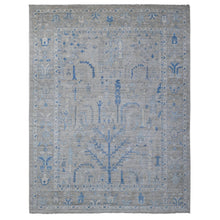 Load image into Gallery viewer, 9&#39;1&quot;x11&#39;7&quot; Vintage Gray, Hand Knotted, Wool Weft, Vegetable Dyes, Willow And Cypress Tree Design, Afghan Angora Oushak, Oriental Rug FWR533028