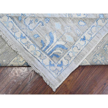Load image into Gallery viewer, 9&#39;1&quot;x11&#39;7&quot; Vintage Gray, Hand Knotted, Wool Weft, Vegetable Dyes, Willow And Cypress Tree Design, Afghan Angora Oushak, Oriental Rug FWR533028