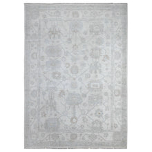 Load image into Gallery viewer, 9&#39;x12&#39;8&quot; Alabaster White, Vegetable Dyes, Faded Afghan Angora Oushak, Hand Knotted, Wool Weft, Tribal Flower Design All Over, Oriental Rug FWR533142
