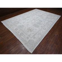 Load image into Gallery viewer, 9&#39;x12&#39;8&quot; Alabaster White, Vegetable Dyes, Faded Afghan Angora Oushak, Hand Knotted, Wool Weft, Tribal Flower Design All Over, Oriental Rug FWR533142