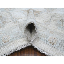 Load image into Gallery viewer, 9&#39;x12&#39;8&quot; Alabaster White, Vegetable Dyes, Faded Afghan Angora Oushak, Hand Knotted, Wool Weft, Tribal Flower Design All Over, Oriental Rug FWR533142