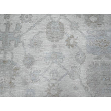 Load image into Gallery viewer, 9&#39;x12&#39;8&quot; Alabaster White, Vegetable Dyes, Faded Afghan Angora Oushak, Hand Knotted, Wool Weft, Tribal Flower Design All Over, Oriental Rug FWR533142