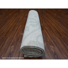 Load image into Gallery viewer, 9&#39;x12&#39;8&quot; Alabaster White, Vegetable Dyes, Faded Afghan Angora Oushak, Hand Knotted, Wool Weft, Tribal Flower Design All Over, Oriental Rug FWR533142
